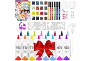 WINSONS 16-Color Tie Dye Kit for Kids & Adults – Includes Fabric Markers, Pre-Filled Dye Bottles, Refills, Stencils, Mini Doll & Nozzle – Non Toxic Permanent Fabric Dye Art Set, Easy DIY Art - Create Fun
