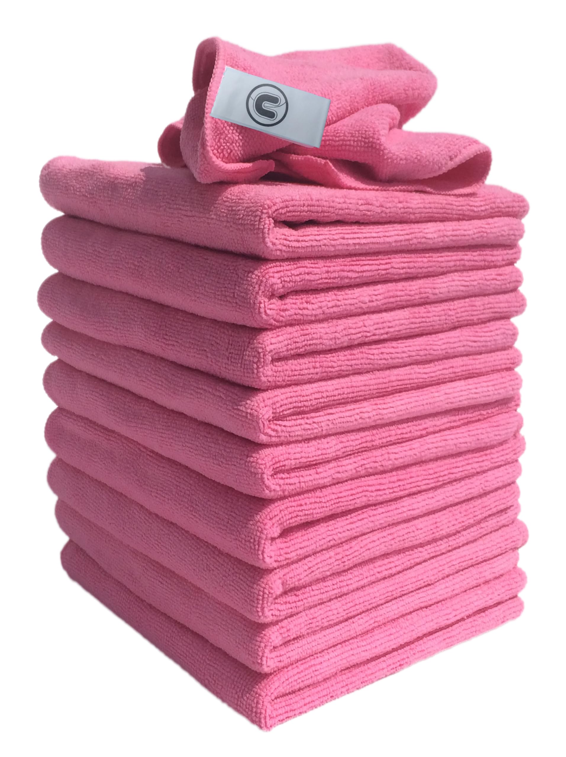 DCS Microfibre Cleaning Cloth, Pink, Pack of 10, Large Size: 40x40cm. Super Soft Premium Streak Free Washable Cloth Duster for Kitchen, Bathrooms, Surfaces, Mirrors, Car, Motorbike