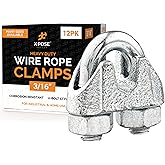 Wire Rope Clamp for Stainless Steel Wire Rope - 3/16" Galvanized U Bolt Style Cable Clips - for Guy Line, Metal Fence, Antenna, Clothesline, Rigging Hardware - by Xpose Safety Pack of 120