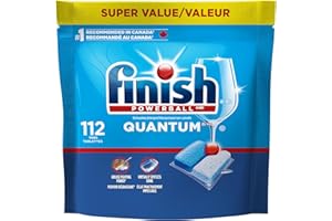 Finish Quantum Dishwasher Detergent Pods, 3-Chamber Formula with Powerball Action, No Pre-Rinse, Grease & Stain Removal, Scru