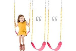 TURFEE 2 Packs Heavy Duty Swing Seat, Swing Set Accessories Replacement with 4 Snap Hooks for Kids Outdoor Play Playground, Trees, Swingsets, Playground(Pink)