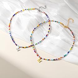Yoosteel Beaded Initial Necklaces for Girls