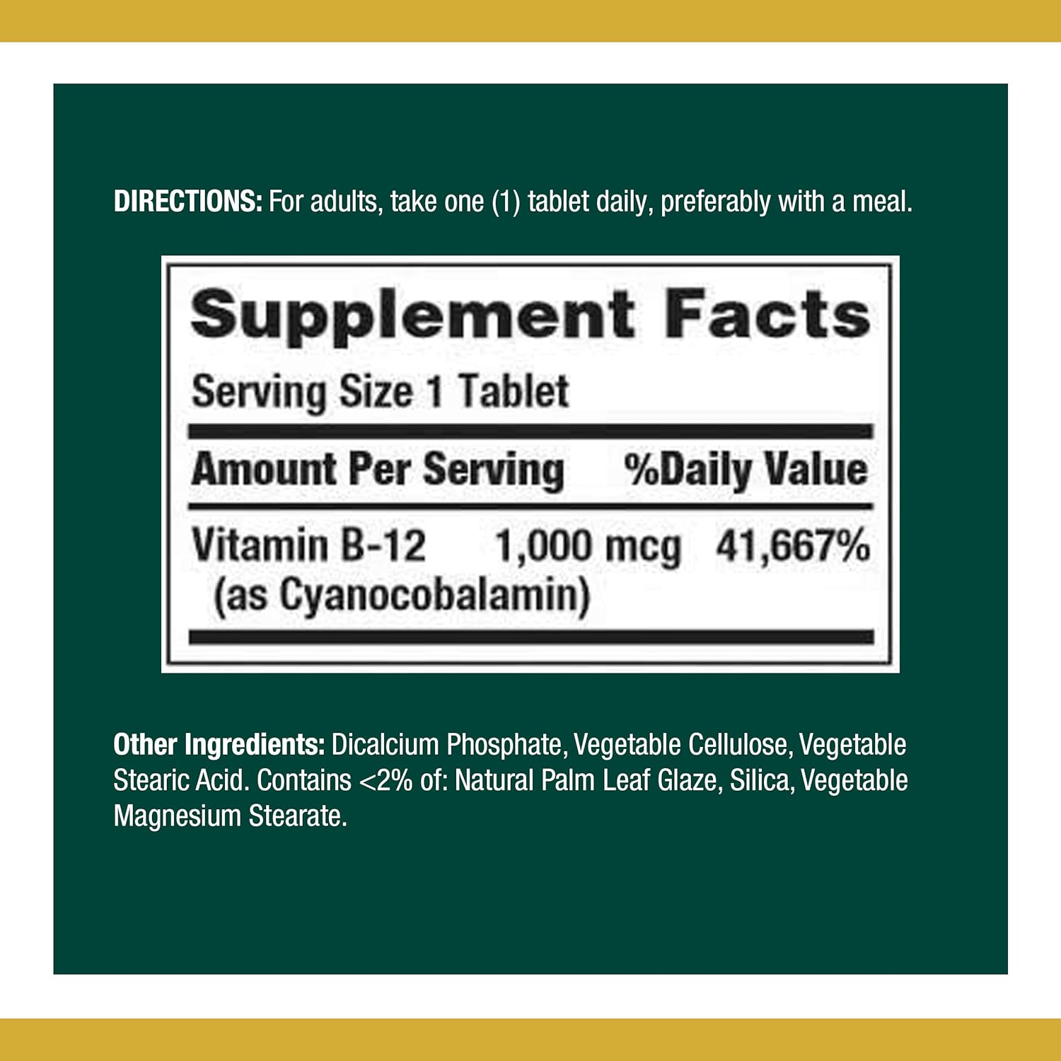 Vitamin B12 by Nature's Bounty, Vitamin Supplement, Supports Energy Metabolism and Nervous System Health, 1000mcg, 200 Tablets: Health & Personal Care