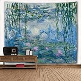 WIHVE Monet Tapestry Water Lilies Flowers Tapestry Wall Hanging Art Home Decor for Living Room Bedroom Dorm 60 x 40 Inches