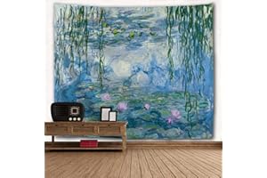WIHVE Large Tapestry Monet Wall Tapestry Water Lilies Oil Paintings Flowers Tapestry Wall Hanging Art Home Decor for Living Room Bedroom Bathroom Kitchen Dorm 90 x 60 Inches