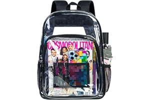AGSDON Clear Backpack, Heavy Duty Transparent Bookbag, See Through PVC Backpacks for Women Men