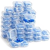 50 Pair Silicone Ear Plugs in Plastic Cases Soft Reusable Comfortable in Bulk Hearing Protection for Swimming Adults Earplugs