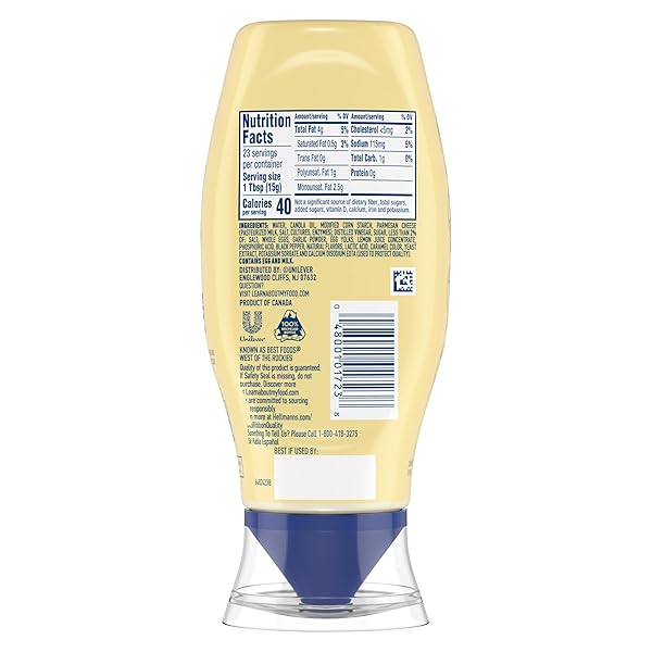 HELLMANN’S GARLIC PARMESAN CHICKEN TENDER MAYONNAISE STYLE DIP GARLIC PARMESAN DELICIOUS FLAVOR NO ARTIFICIAL FLAVORS 11.5 FL OZ