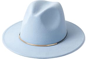 HUDANHUWEI Womens Fedora Hats with Belt Buckle Wide Brim Panama Fedora Cap