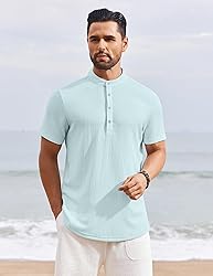 COOFANDY Men's Button Up Henley Short Sleeve Casual