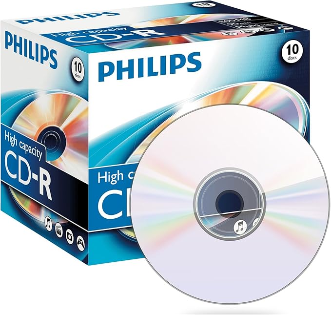 Philips CD-R 90Min / 800 MB / 40X Cakebox (25 Disc): Amazon.es: Electrónica