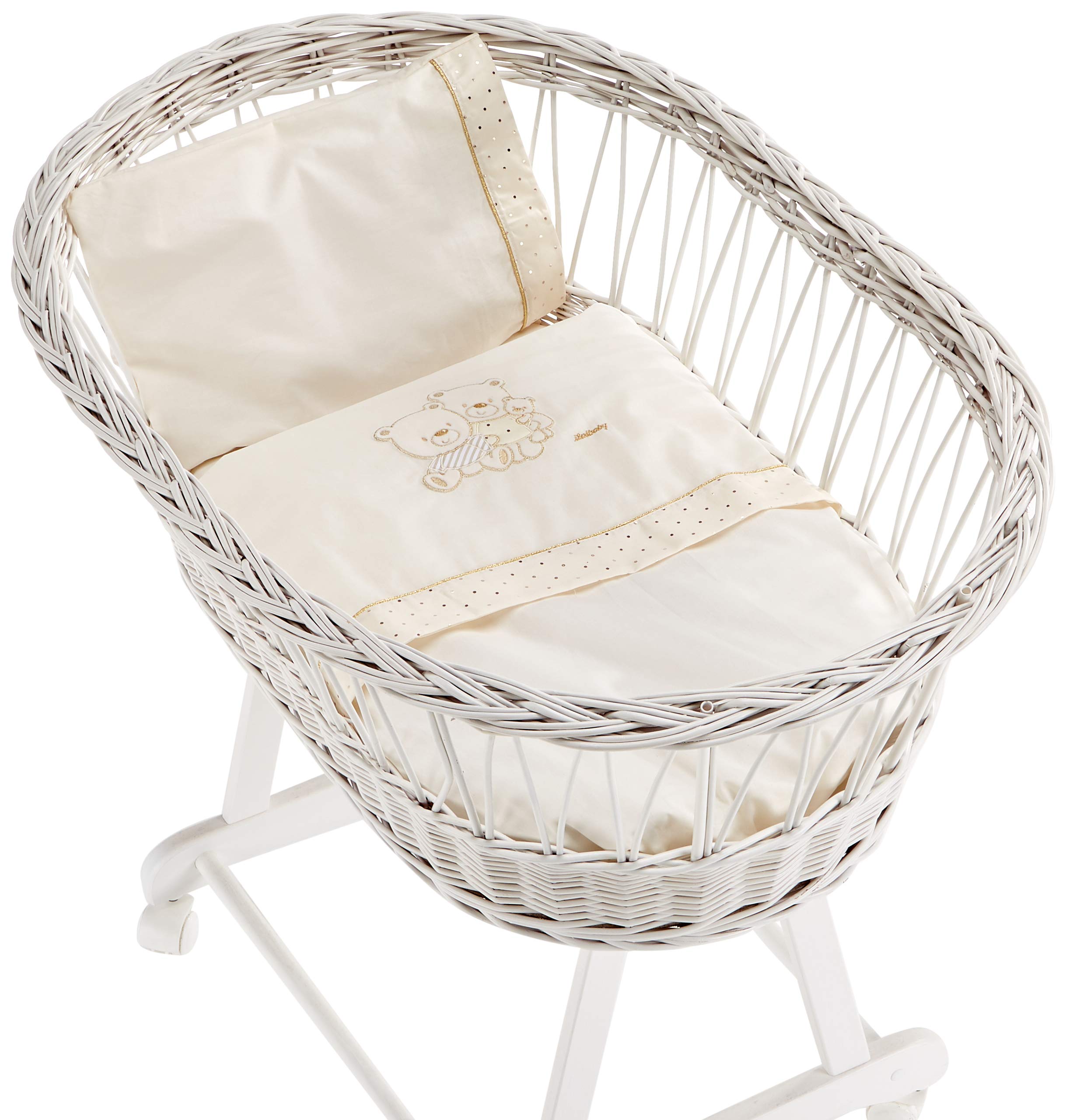 Italbaby 3 Piece Happy Family Pram Sheet Set, Ivory, Multi-Color, One Size