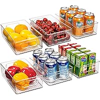 Ecowaare Plastic Refrigerator Organizer Bins, 6 Pack Clear Stackable Food Storage Bins for Pantry,Fridge,Cabinet,Kitchen…