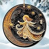 Angel Ornament – Ange Moon and Star Ornament – Elegant Celestial Holiday Decoration – Ornament Gift for Women, Family, and Spiritual Home Décor