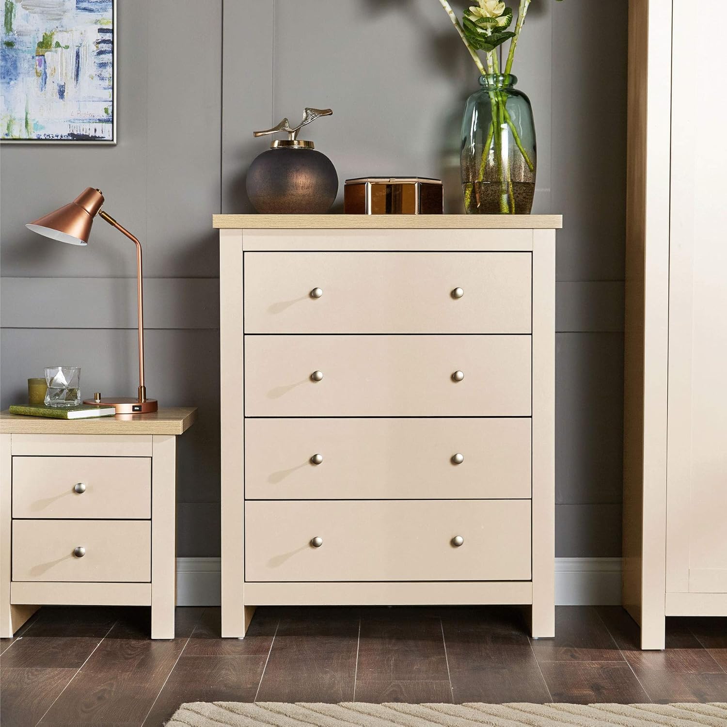 Be In Great Demand Home Source Cream Oak Two Tone Chest Of Drawers 4 Store Sale Outlet Pferdefuttershop De