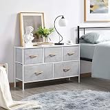 Yaheetech 5-Drawer Fabric Storage Chest Light Grey with MDF Top view 4