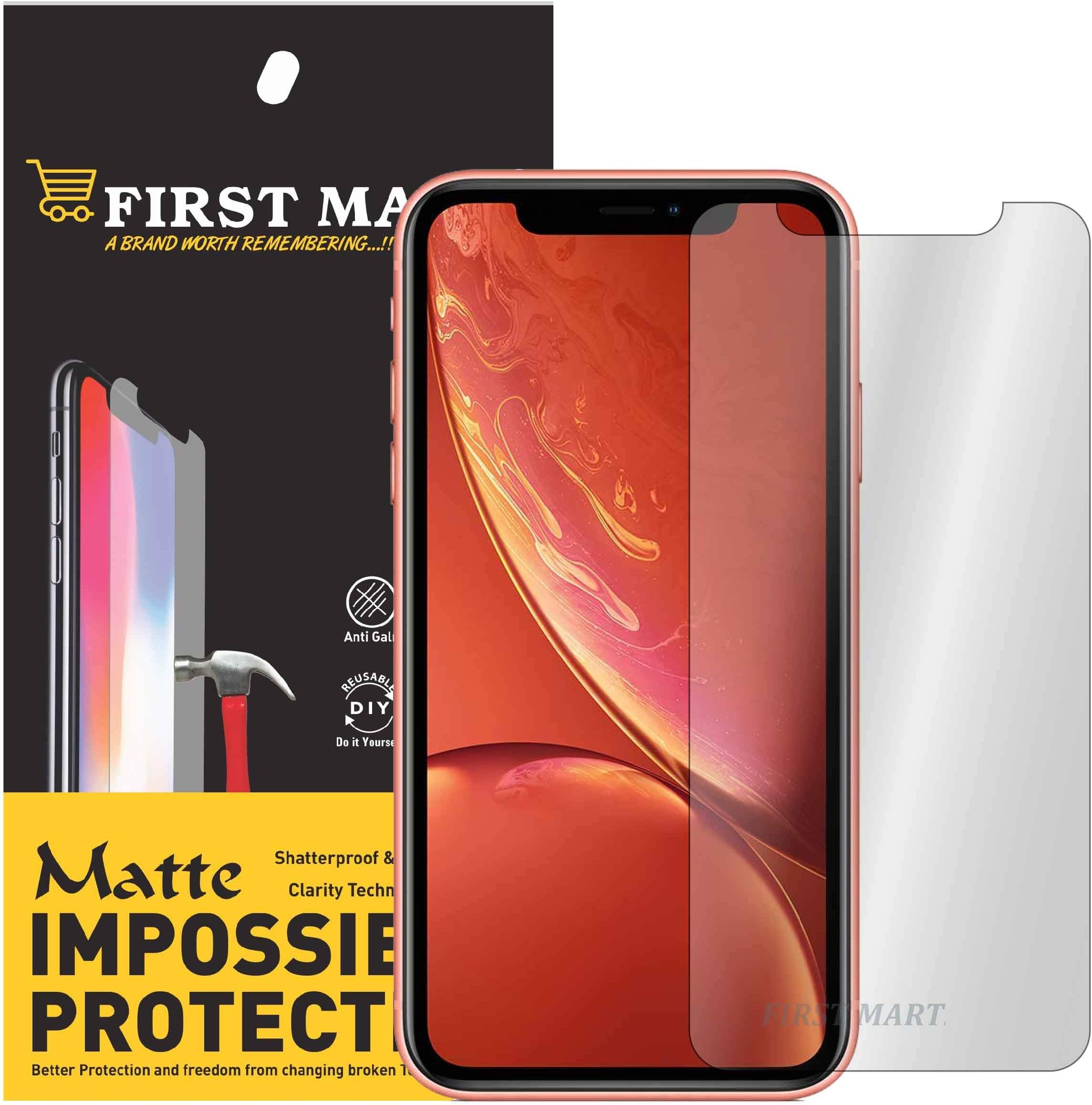 FIRST MART - A BRAND WORTH REMEMBERING Tempered Glass Screen Protector for Iphone XR - Matte Texture Full Flat Screen Coverage Except Edges