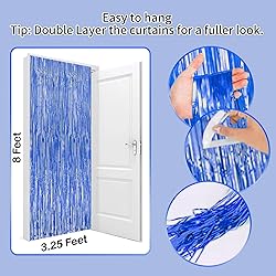 Blue Curtains for Party Decorations, 3 Pack 3.2ft x