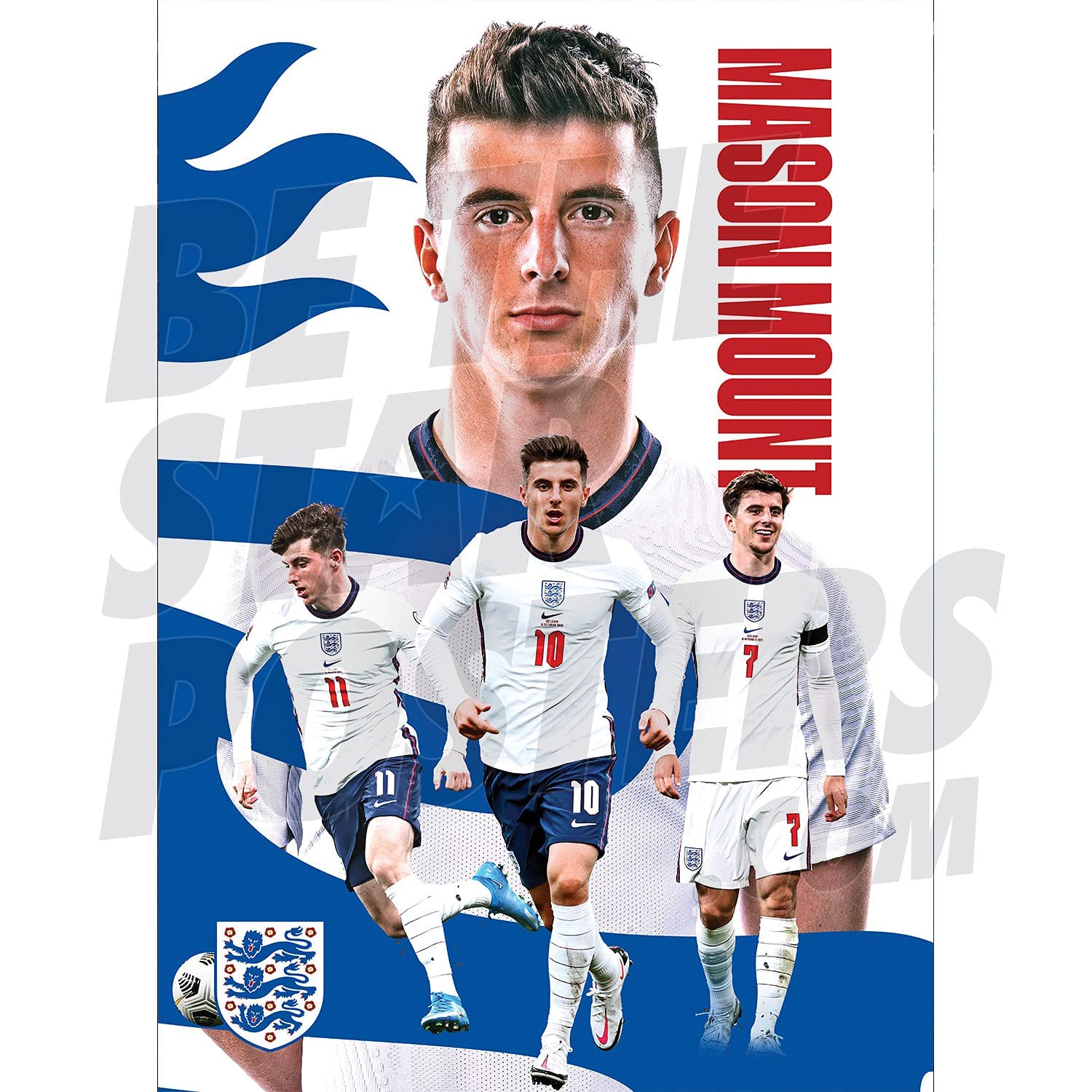 Be The Star Posters England National Team Mason Mount Action Poster A3 Football Poster/Print/Wall Art - Officially Licensed Product - Available in Sizes A3 & A2 (A3), White