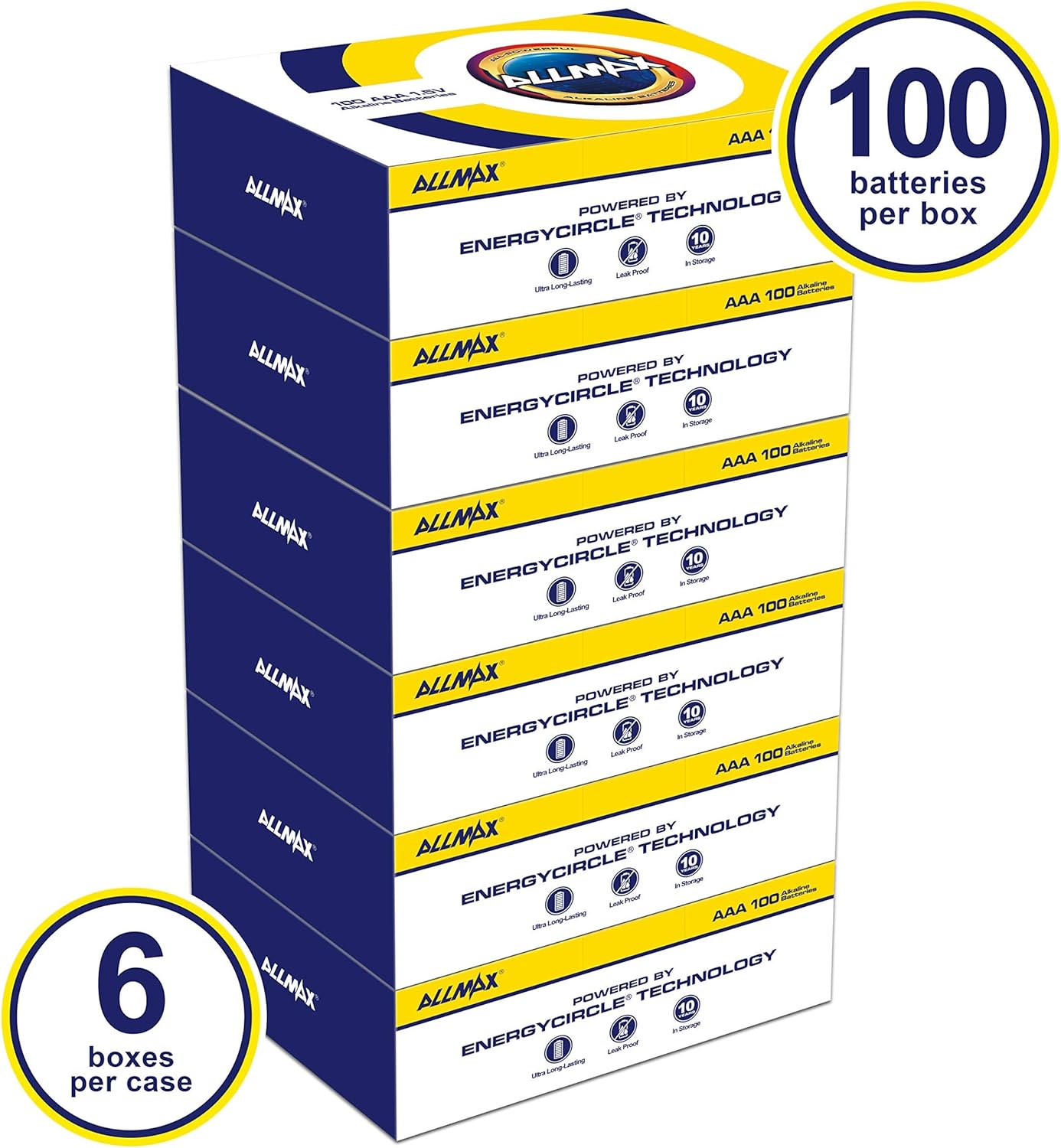 Allmax AAA Maximum Power Alkaline Batteries (100 Count Bulk Pack) – Ultra Long-Lasting Triple A Battery, 10-Year Shelf Life, Leak-Proof, Device Compatible – Powered by EnergyCircle Technology(1.5V): Health & Personal Care