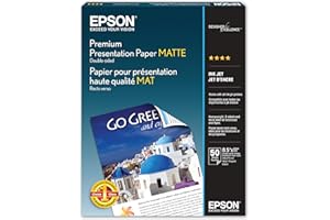 Epson Premium Presentation Paper MATTE (8.5x11 Inches, Double-sided, 50 Sheets) (S041568),Bright White