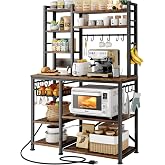 SNTD 6-Tier Bakers Rack with Power Outlets, 36 x 14.6 x 72 in, Rustic Brown | Large Capacity for Small Appliances, Stable Met