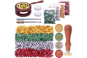 SWANGSA Christmas Wax Seal Kit - 1450pcs Beads, Santa Claus Stamp, Warmer, Spoon, Pens and Tealight Candles for Envelopes, Letters, Crafts, Gift
