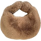 XPONNI Fuzzy Dumpling Bags, Cute Fluffy Y2k Handbags, Soft Knotted Faux Fur Bags with Zipper