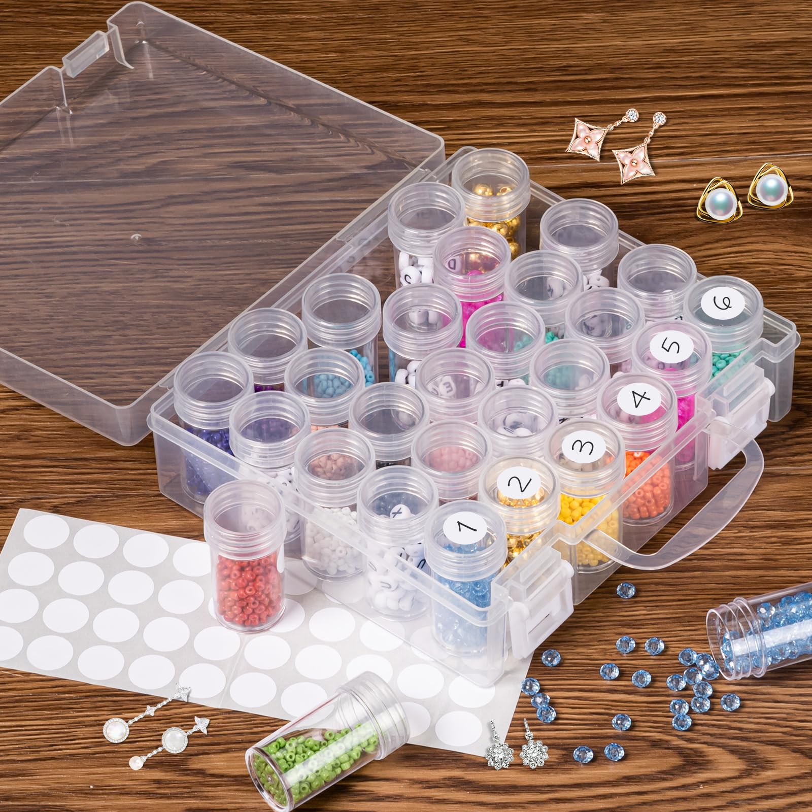 Bead Organizer, Bead Containers, 30 Grids Diamond Painting Storage Containers Clear Bead Organization Diamond Painting Accessories Small Storage Container for Beads Seeds Glitter Rhinestones (1 Pack)