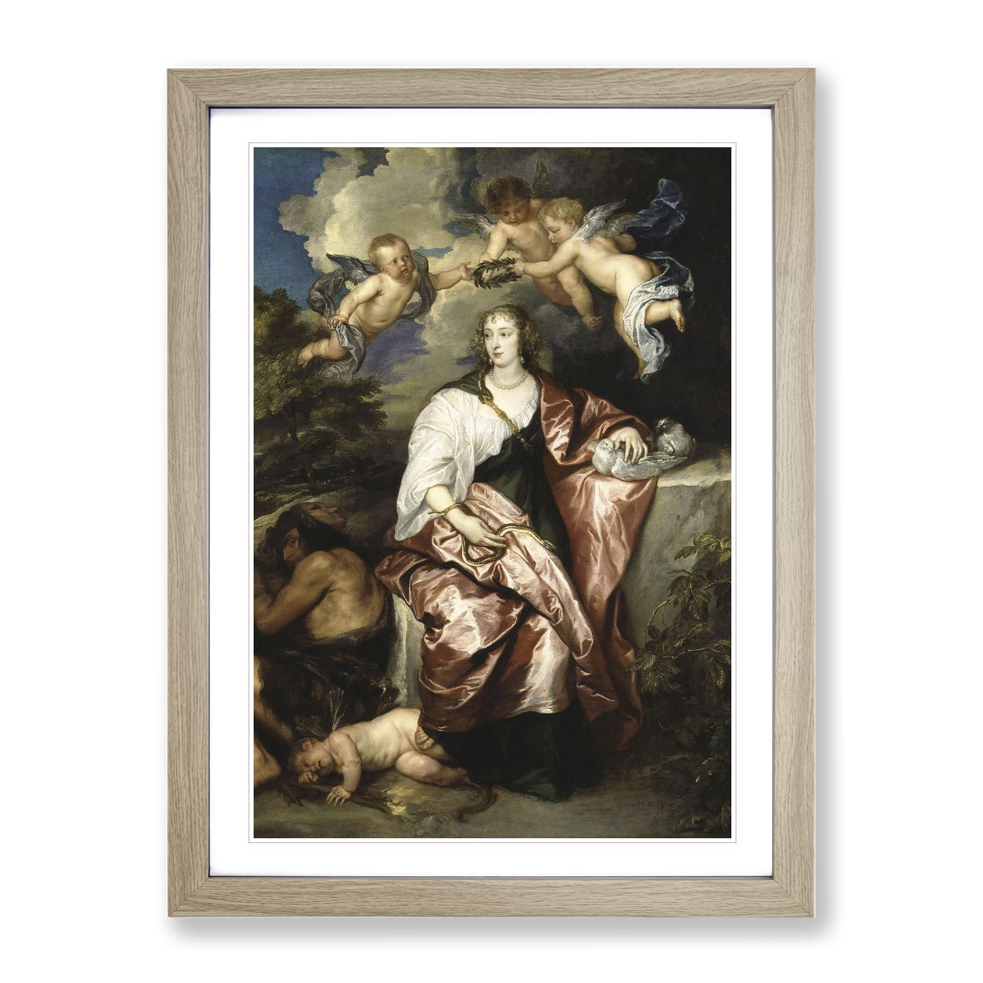 Anthony Van Dyck Lady Digby Classic Painting Framed Wall Art Print, Ready to Hang Picture for Living Room Bedroom Home Office Décor, Oak A4 (34 x 25 cm)