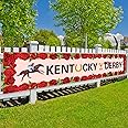 Kentucky Derby Banner Horse Race Party Decorations - Derby Race Run for the Rose Banner Outdoor Yard Sign Hanging Banner for Kentucky Derby Party Indoor Decorations
