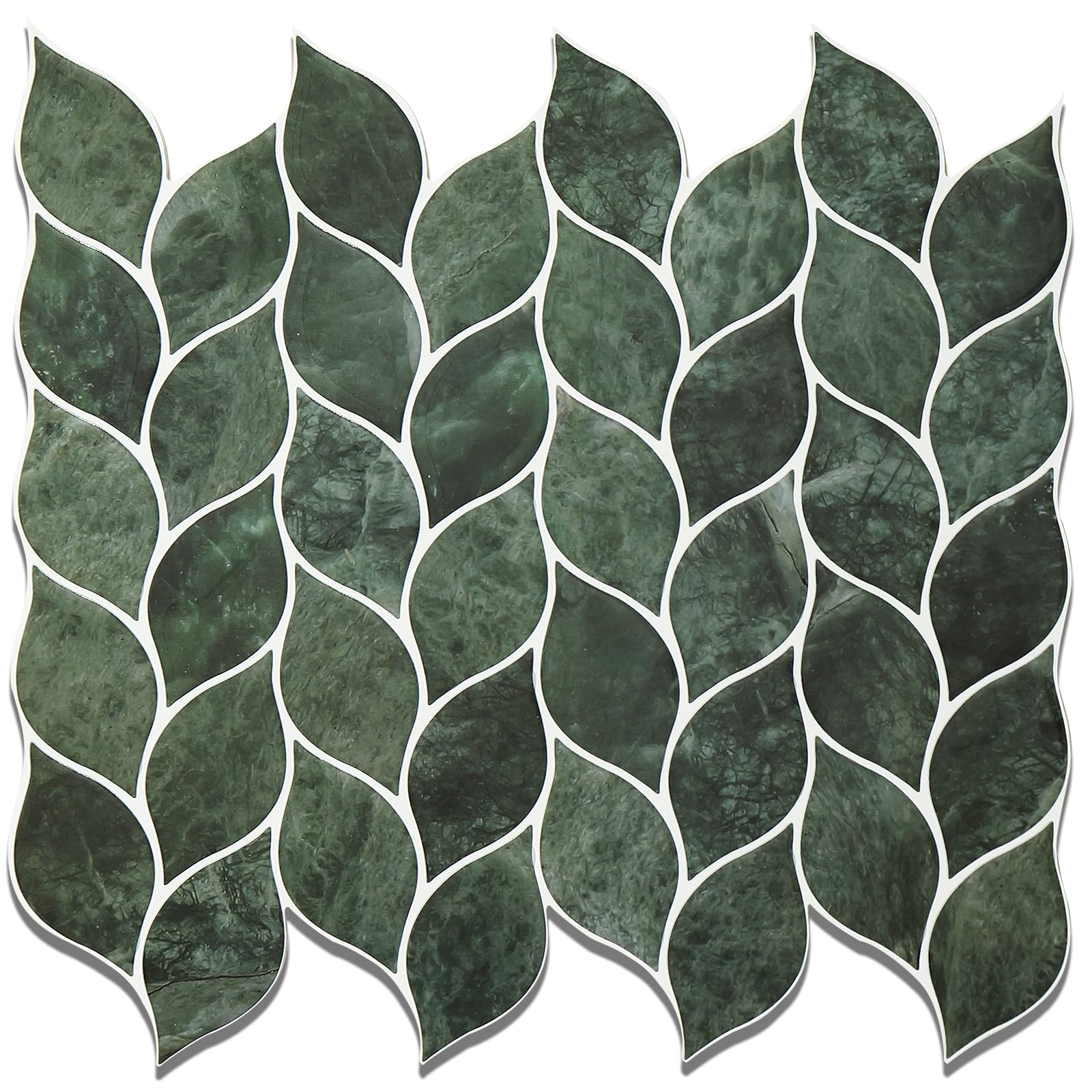 Photo 1 of (partial set) Tilingview 10 Pcs Leaf Design Peel and Stick for Kitchen Backsplash, Premium Self-Adhesive Tiles Wall Stickers (Dark Green)