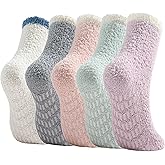 Bevigorio Non Slip Slipper Socks for Women Hospital Fuzzy Socks with Grips Cozy Grippy Winter Warm Gifts