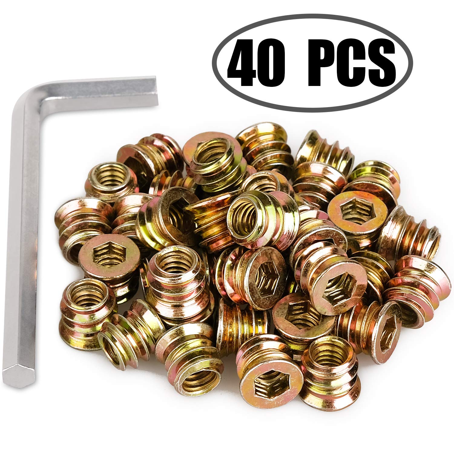 40Pcs Anwenk 1/4"20 x 10mm Furniture Screw in Nut Threaded