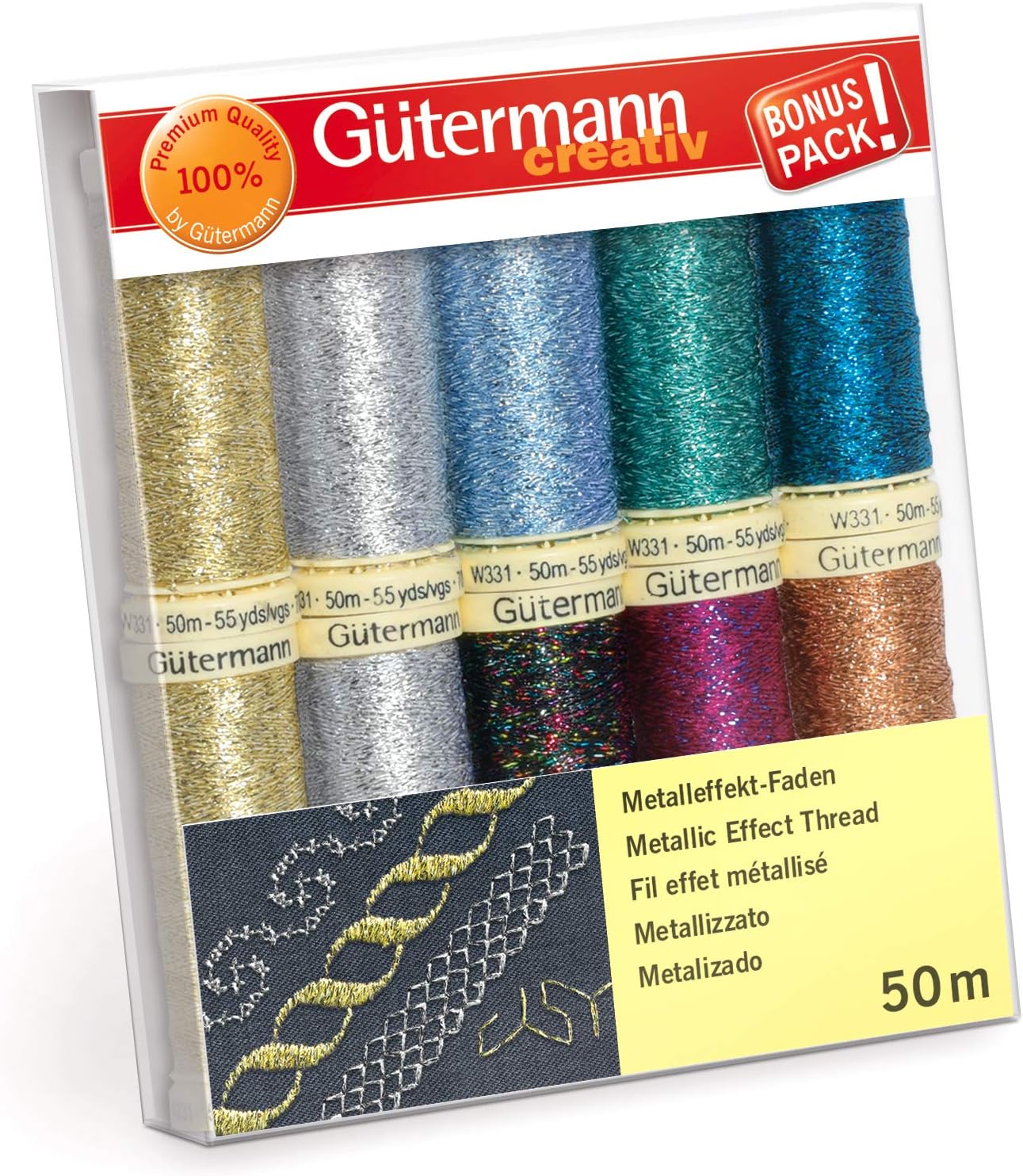 Gutermann Sewing Set Metallic Effect Thread, Assorted, 10