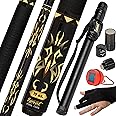 IgnatGames 2-Pieces Pool Cue Stick - 58" Canadian Maple Professional Billiard Pool Cues Sticks with Low Deflection Shaft - Hard Case, 3 in 1 Tip Maintenance Tool, 3 Finger Glove and Chalk Holder