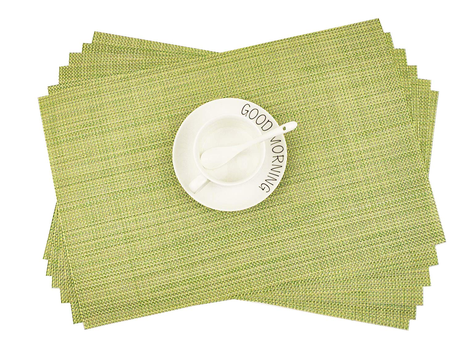 Addfun®Table Mats Set of 6,New PVC Insulation Non-slip Insulation Washable Placemats Green