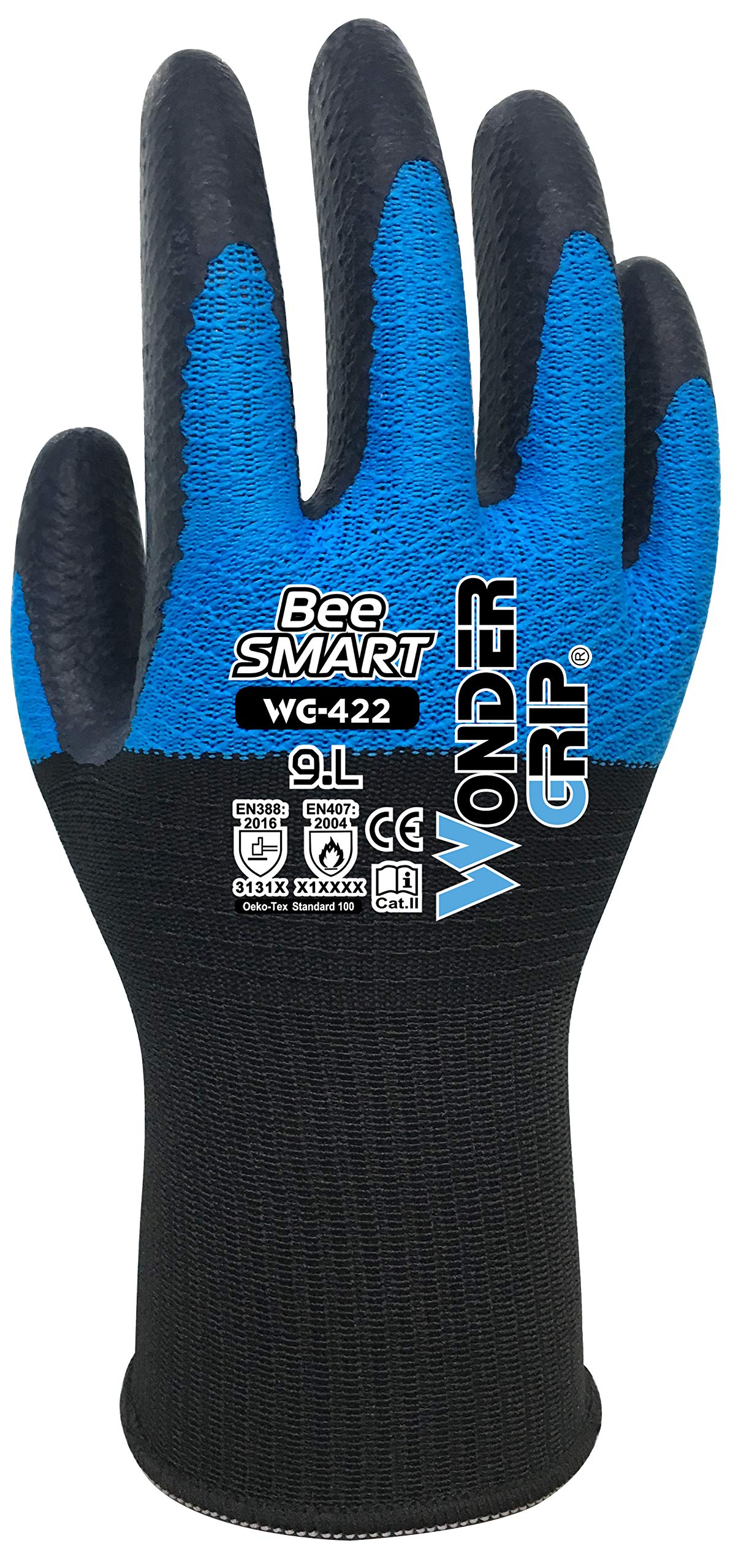 Wondergrip - Bee-Smart - WG-422 Safety Gloves - Ultra-Lightweight Liner - HDML Coating - Bee-series Knitting - DuaLiner Technology - High Grip & Ergonomic Fit - Blue - XX Large