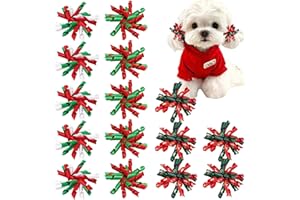 Yxiang Christmas Dog Bows, 15PCS Curly Korker Puppy Hair Accessories, Handmade Pet Grooming Bows With Rubber Bands