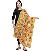 themilestocks Woman's Embroidered Chiffon Garba Dupatta Navratri Wrap Indian Bridal Wedding Phulkari Stole