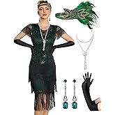 RRYIO Flapper Dresses 1920s Dresses for Women,Crew Neck Great Gatsby Dresses with Sleeve Roaring 20s Dress for Harlem Nights