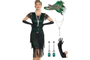RRYIO Flapper Dresses 1920s Dresses for Women,Crew Neck Great Gatsby Dresses with Sleeve Roaring 20s Dress for Harlem Nights