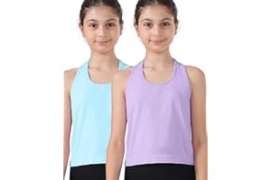 Attifall Grils Ribbed Tank Tops Racerback Seamless Crop Top for Teen Girl Athletic Workout Dance Tanks