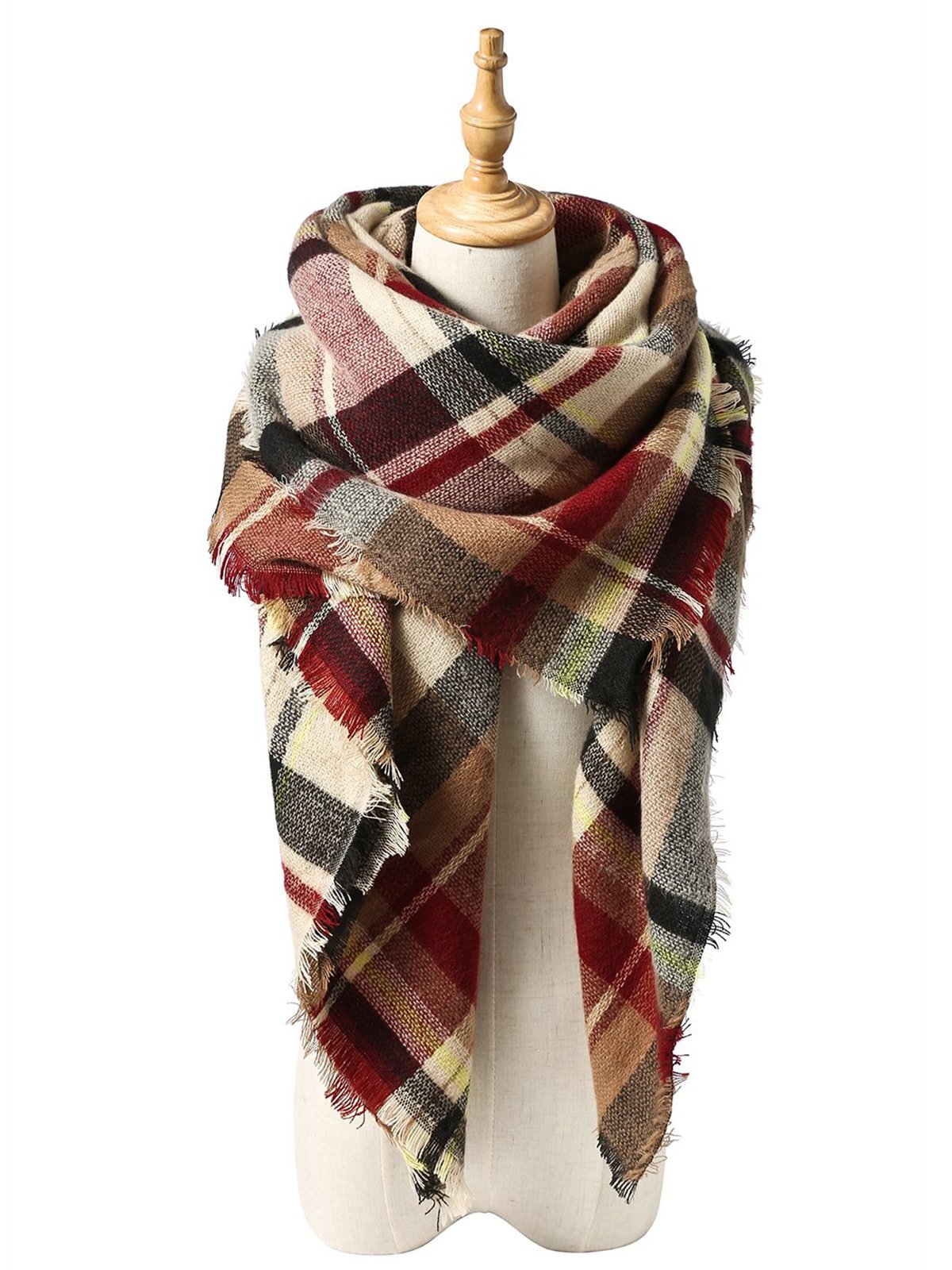 Zando Plaid Blanket Thick Winter Scarf Tartan Chunky Wrap Oversized Shawl Cape Zando Plaid Blanket Thick Winter Scarf Tartan Chunky Wrap Oversized Shawl Cape