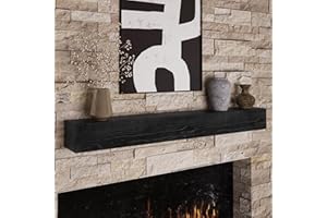 Fun Memories Floating Fireplace Mantel - Handcrafted Wood Mantles for Over Fireplace - Wall Mounted Farmhouse Fireplace Mantel Shelf - 60" x 8" x 5"- Black