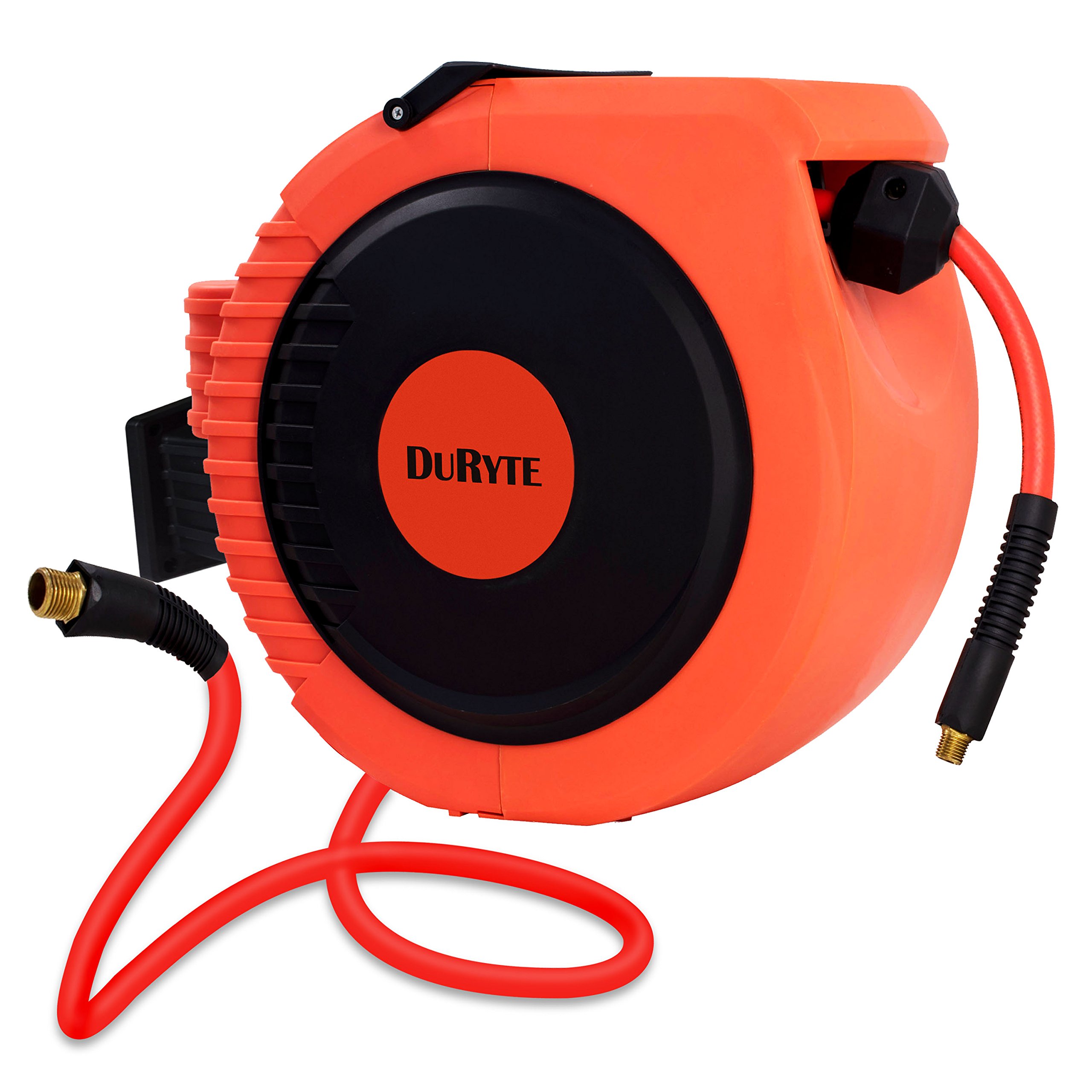 Pro Retractable Air Hose Reel with Lock Mechanism & 3/8" 50Feet Hybrid
