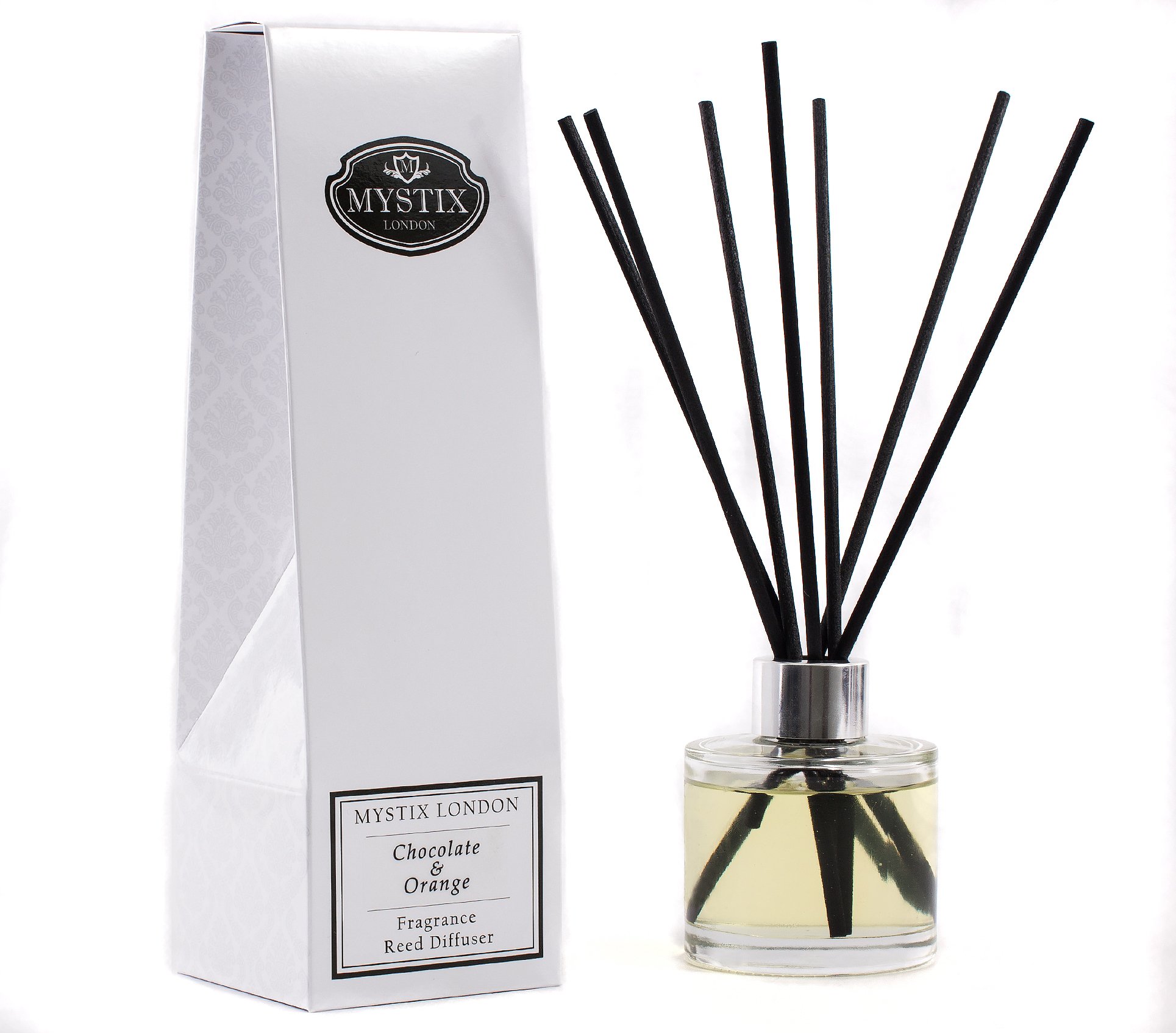 Mystix London Fragrance Oil Reed Diffuser | Chocolate & Orange Scent | Long-Lasting Home Aroma for a Cosy, Sweet Ambience | Easy-to-Use Reeds | Safe & Elegant Fragrance Solution | 200ml Bottle