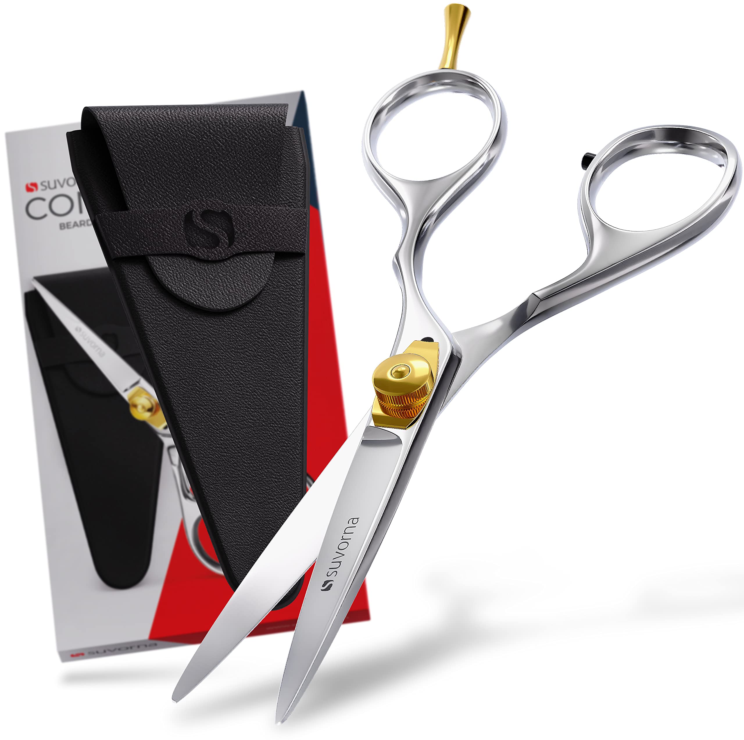 Suvorna 5" Beard & Moustache Scissors for Men | Precision Grooming Scissors for Beard, Mustache & Nose Hair Trimming