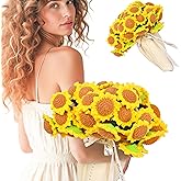 LOKOZ Sunflower Gifts for Women Get Well - Crochet Flowers Bouquet Blanket, Teacher Appreciation Gifts for Mom Sister Her Grandma Wife Birthday Presents Anniversary Home Decor 31 Inches