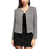 M.Infisavo 2026 Women Cropped Tweed Blazer Woolen Boucle Jackets Spring Fall Winter Elegant Business Casual Outfits